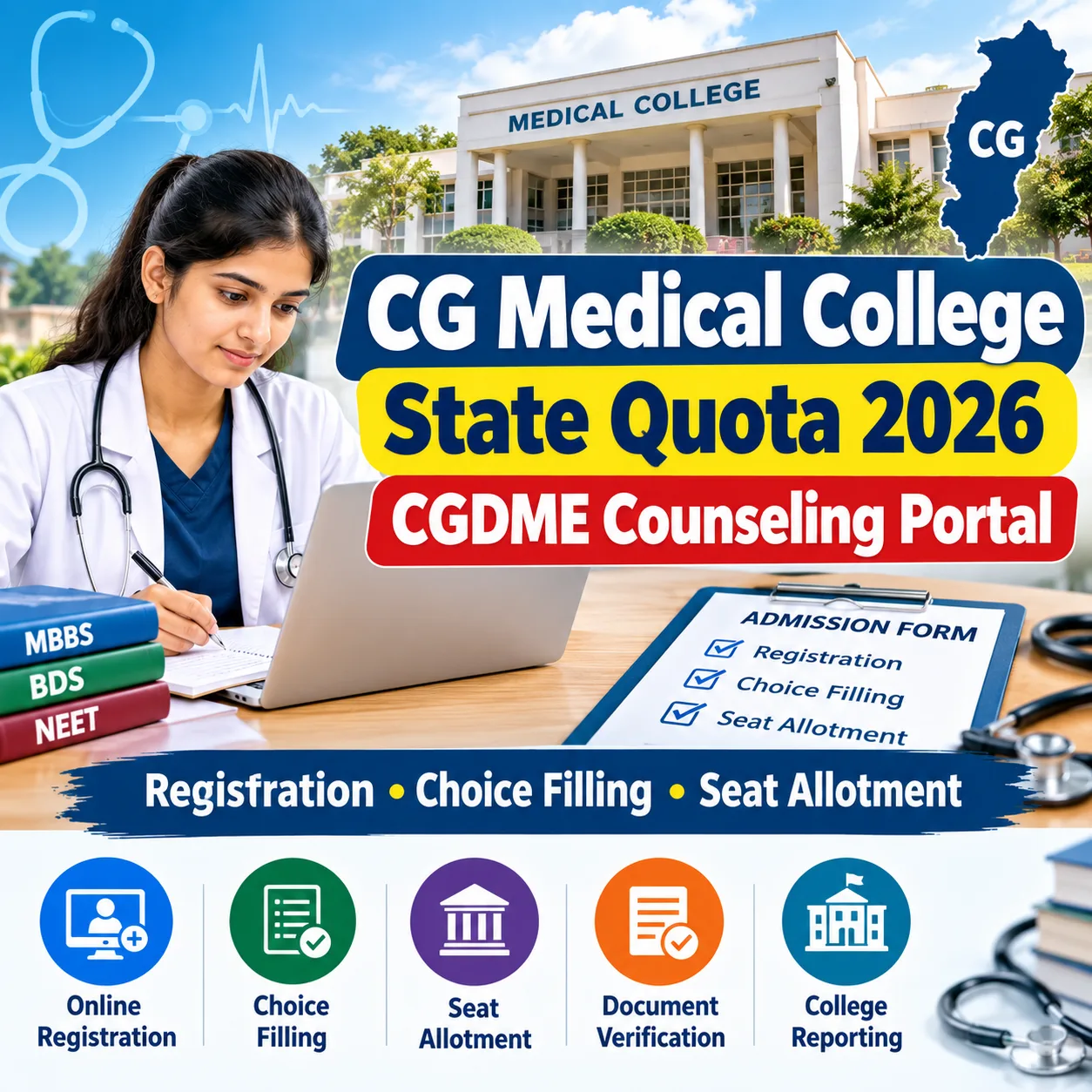 How to Apply for CG Medical College State Quota Seats via CGDME Counseling Portal 2026