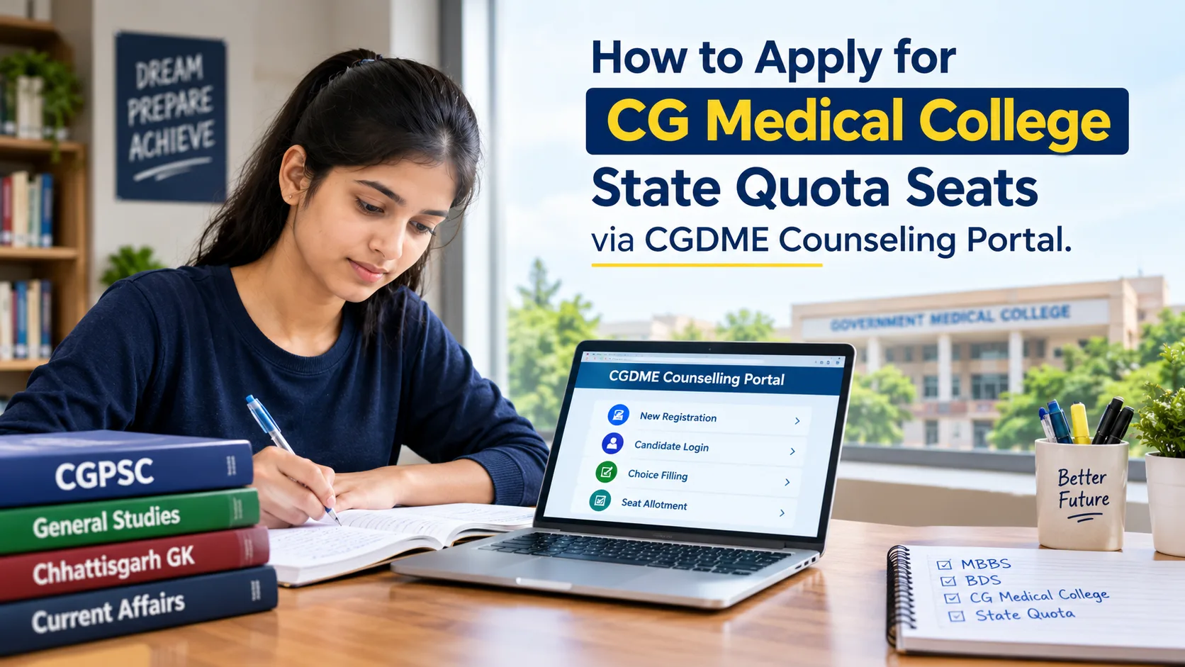 How to Apply for CG Medical College State Quota Seats via CGDME Counseling Portal 2026